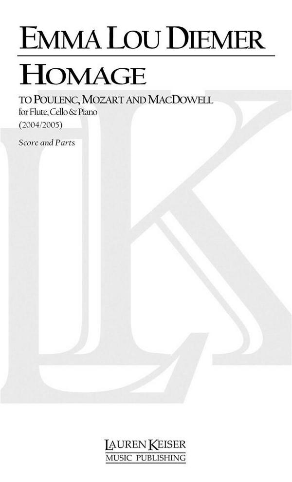 Emma Lou Diemer, Homage to Poulenc, Mozart and MacDowell&nbsp;&nbsp;Flute, Violoncello and Piano&nbsp;&nbsp;Partitur + Stimmen