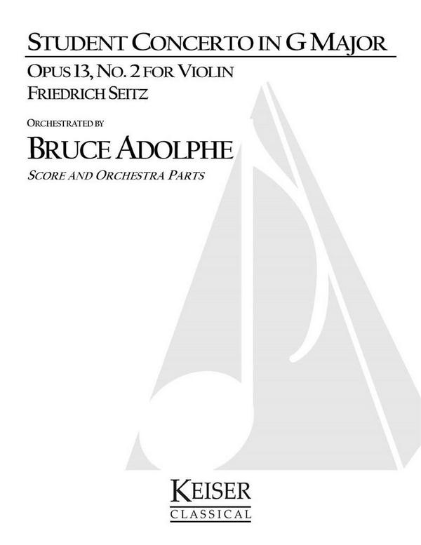Friedrich Seitz, Student Concerto No. 2, Op. 13 in G Major&nbsp;&nbsp;Violin and Chamber Orchestra&nbsp;&nbsp;Buch