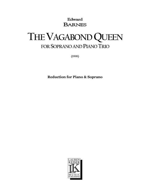 Edward Shippen Barnes, The Vagabond Queen&nbsp;&nbsp;Chamber Opera&nbsp;&nbsp;Buch