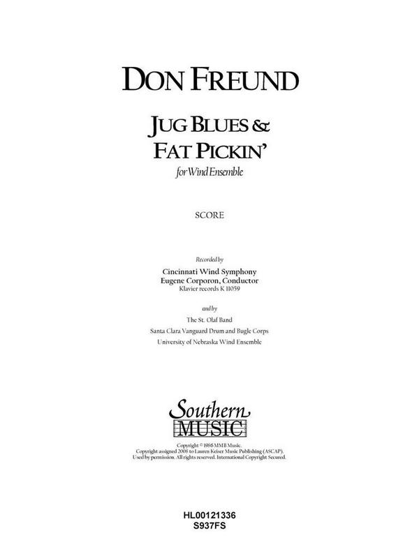 Don Freund, Jug Blues and Fat Pickin'&nbsp;&nbsp;Concert Band&nbsp;&nbsp;Partitur