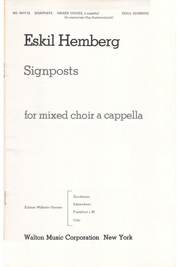 Signposts&nbsp;&nbsp;for mixed choir a cappella&nbsp;&nbsp;score