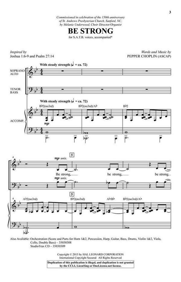 Pepper Choplin, Be Strong&nbsp;&nbsp;Chor&nbsp;&nbsp;CD