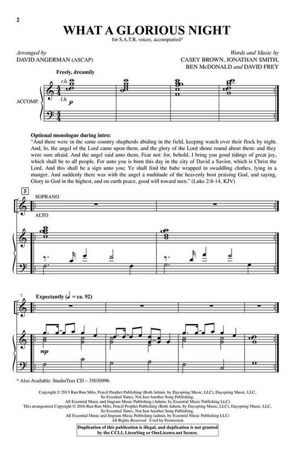 Casey Brown_Jonathan Smith_David Frey, What a Glorious Night&nbsp;&nbsp;Chor&nbsp;&nbsp;CD