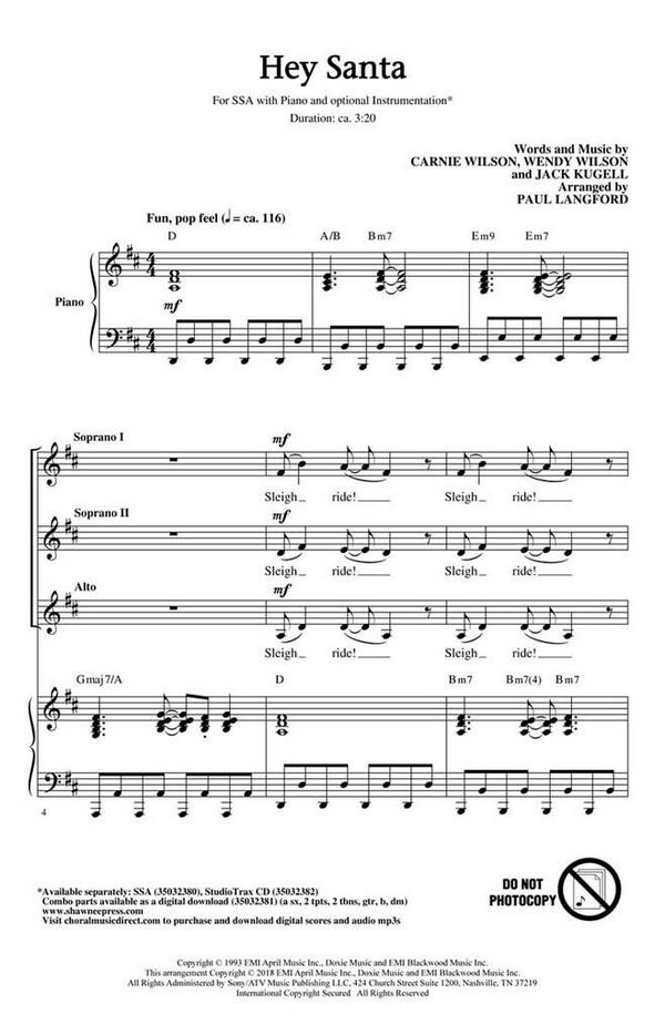 Carnie Wilson_Jack Kugell_Wendy Wilson, Hey Santa&nbsp;&nbsp;StudioTrax CD&nbsp;&nbsp;CD