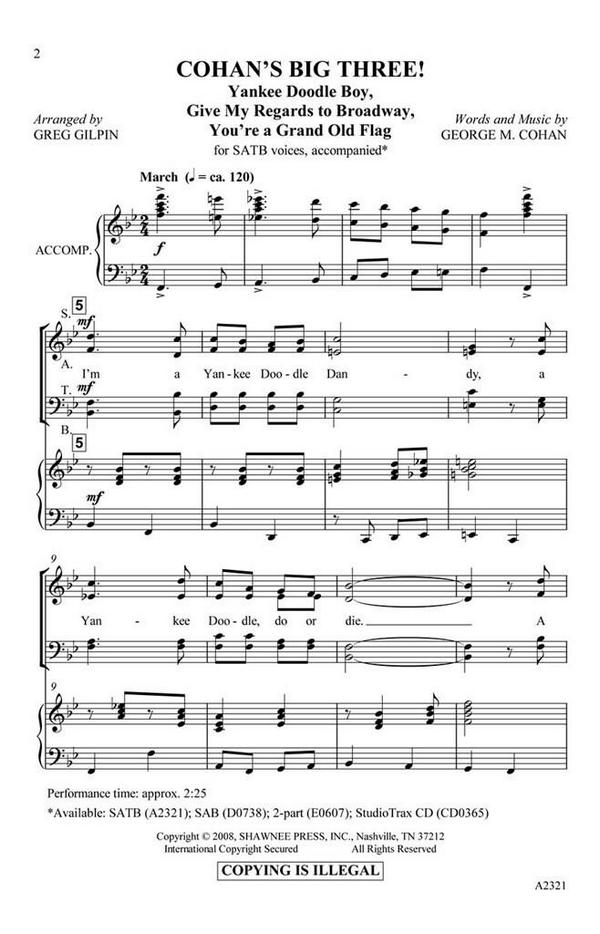 George M. Cohan, Cohan's Big Three!&nbsp;&nbsp;SATB&nbsp;&nbsp;Chorpartitur