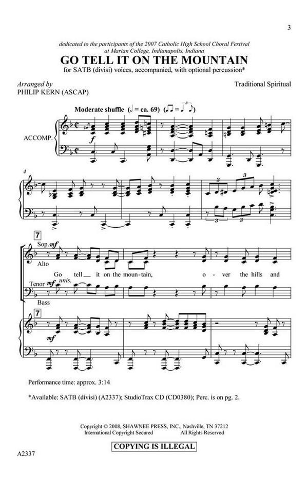Go Tell It on the Mountain&nbsp;&nbsp;SATB&nbsp;&nbsp;Chorpartitur