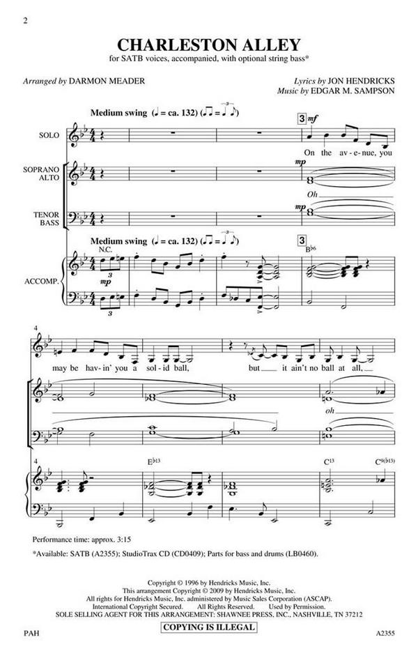 Edgar Sampson_Jon Hendricks, Charleston Alley&nbsp;&nbsp;SATB&nbsp;&nbsp;Chorpartitur
