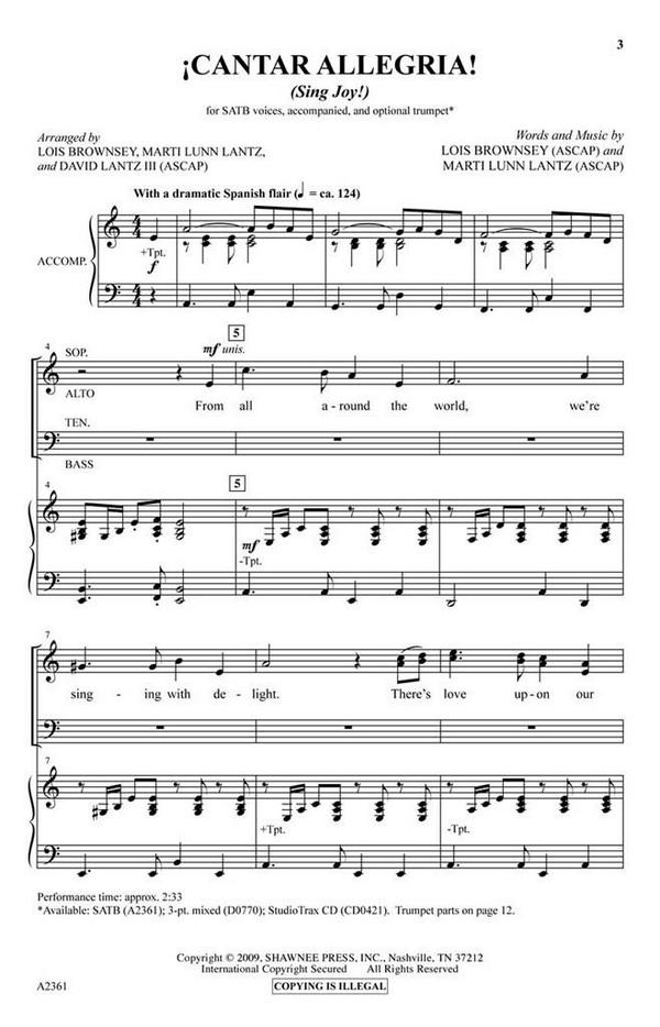 Cantar Allegria!&nbsp;&nbsp;SATB&nbsp;&nbsp;Chorpartitur