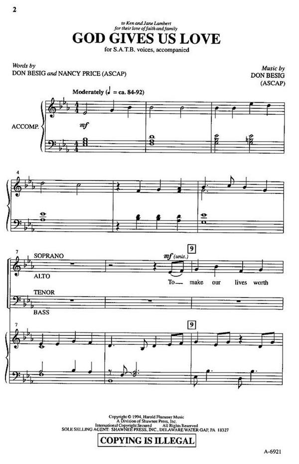 Price, God Gives Us Love&nbsp;&nbsp;SATB&nbsp;&nbsp;Chorpartitur