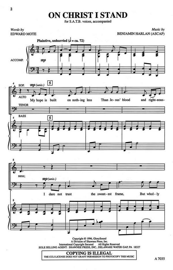 Benjamin Harlan, On Christ I Stand&nbsp;&nbsp;SATB&nbsp;&nbsp;Chorpartitur
