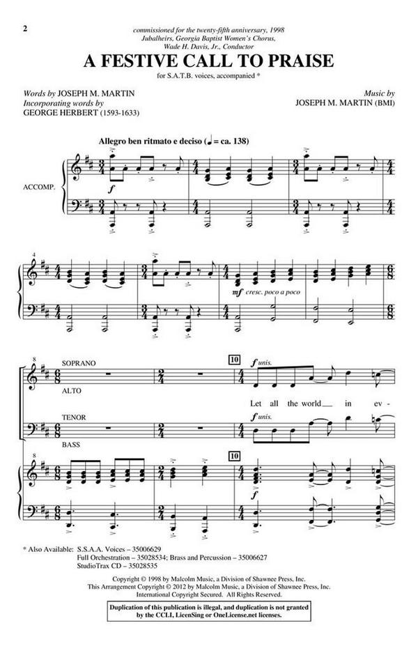 Brant Adams_Joseph M. Martin, A Festive Call to Praise&nbsp;&nbsp;SATB&nbsp;&nbsp;Chorpartitur