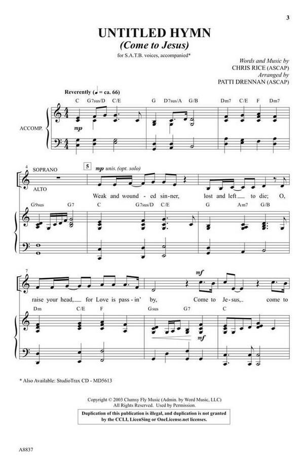 Chris Rice, Untitled Hymn&nbsp;&nbsp;SATB&nbsp;&nbsp;Chorpartitur