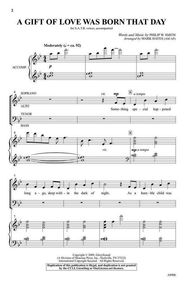 Philip Smith, A Gift of Love Was Born That Day&nbsp;&nbsp;SATB&nbsp;&nbsp;Chorpartitur