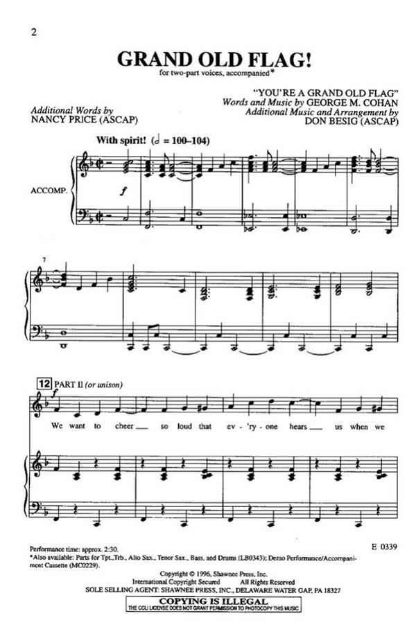 Don Besig_Nancy Price, Grand Old Flag!&nbsp;&nbsp;2-Part Choir&nbsp;&nbsp;Chorpartitur
