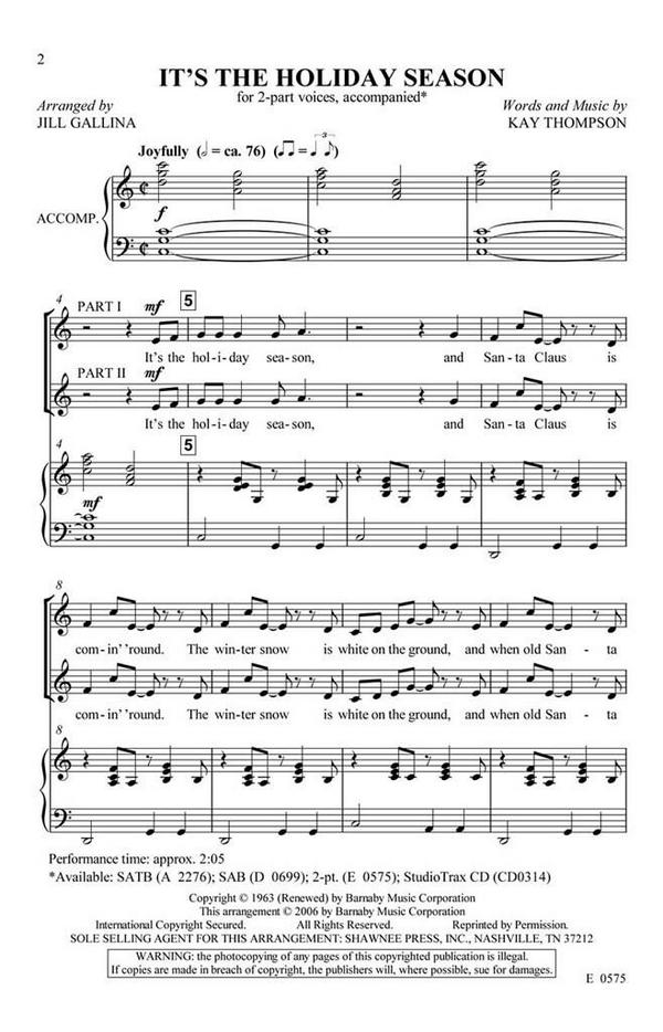 It's the Holiday Season&nbsp;&nbsp;2-Part Choir&nbsp;&nbsp;Chorpartitur
