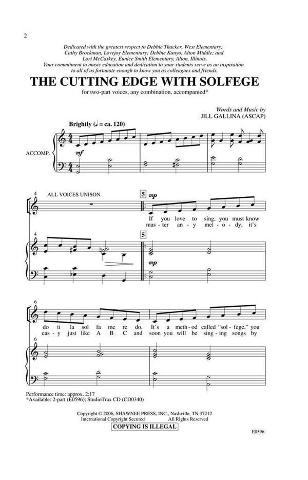 Jill Gallina, The Cutting Edge with Solfege&nbsp;&nbsp;2-Part Choir&nbsp;&nbsp;Chorpartitur