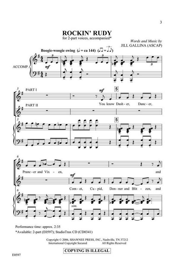 Jill Gallina, Rockin' Rudy&nbsp;&nbsp;2-Part Choir&nbsp;&nbsp;Chorpartitur