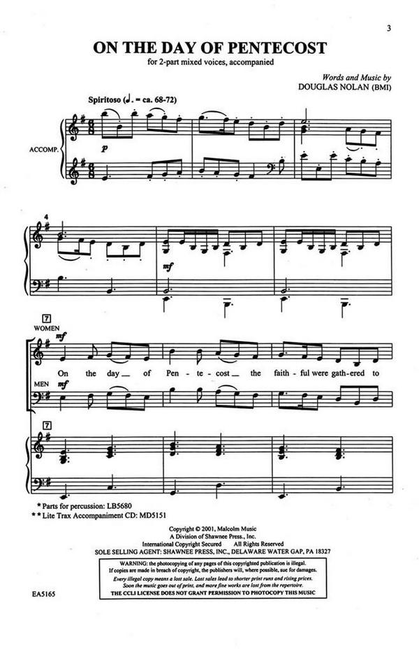 Douglas Nolan, On the Day of Pentecost&nbsp;&nbsp;2-Part Choir&nbsp;&nbsp;Chorpartitur