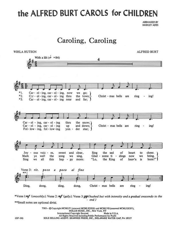 Alfred Burt, The Alfred Burt Carols for Children&nbsp;&nbsp;Unison Choir&nbsp;&nbsp;Chorpartitur