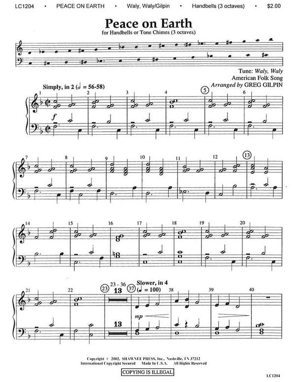 Peace on Earth&nbsp;&nbsp;Handbells&nbsp;&nbsp;Chorpartitur