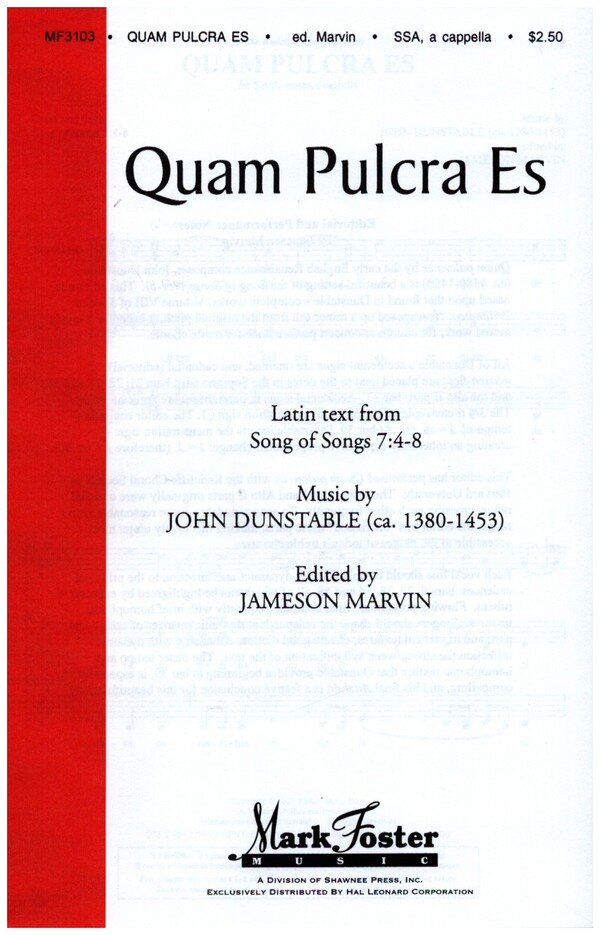 Quam Pulcra Es  for female chorus a cappella  score (la)