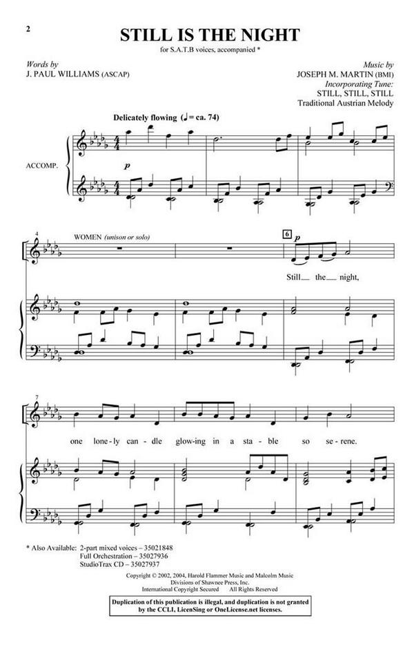 Joseph M. Martin, Still Is the Night&nbsp;&nbsp;2-Part Choir&nbsp;&nbsp;Chorpartitur