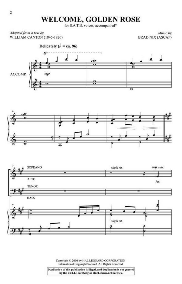 Brad Nix_William Canton, Welcome, Golden Rose&nbsp;&nbsp;SATB&nbsp;&nbsp;Chorpartitur