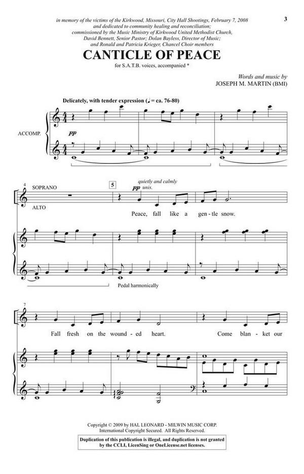 Joseph Martin, Canticle of Peace&nbsp;&nbsp;SATB&nbsp;&nbsp;Chorpartitur