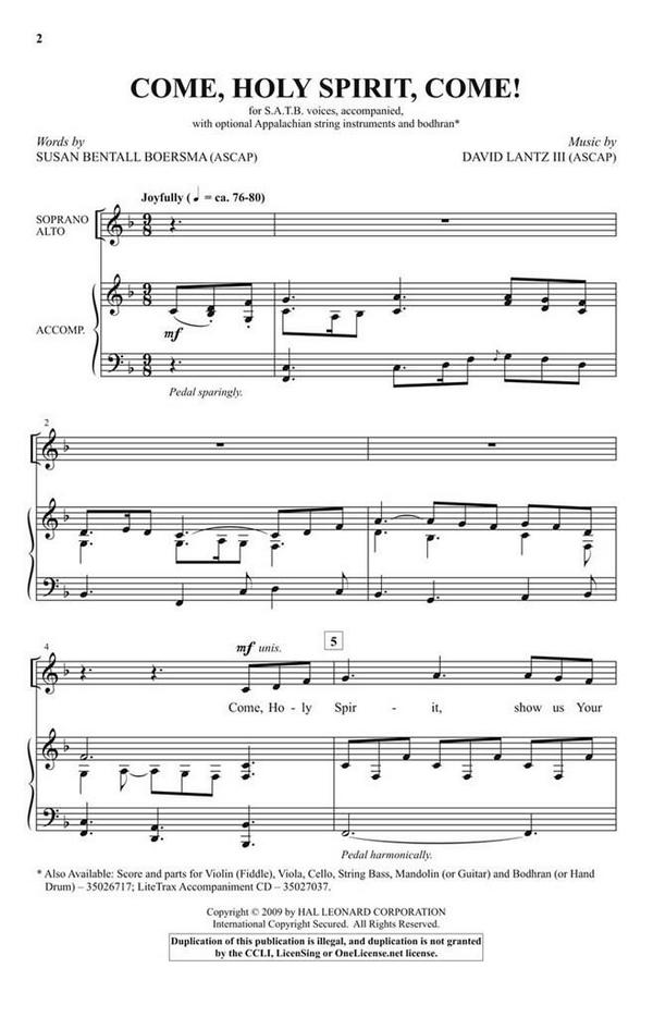David Lantz III, Come, Holy Spirit, Come!&nbsp;&nbsp;SATB&nbsp;&nbsp;Chorpartitur