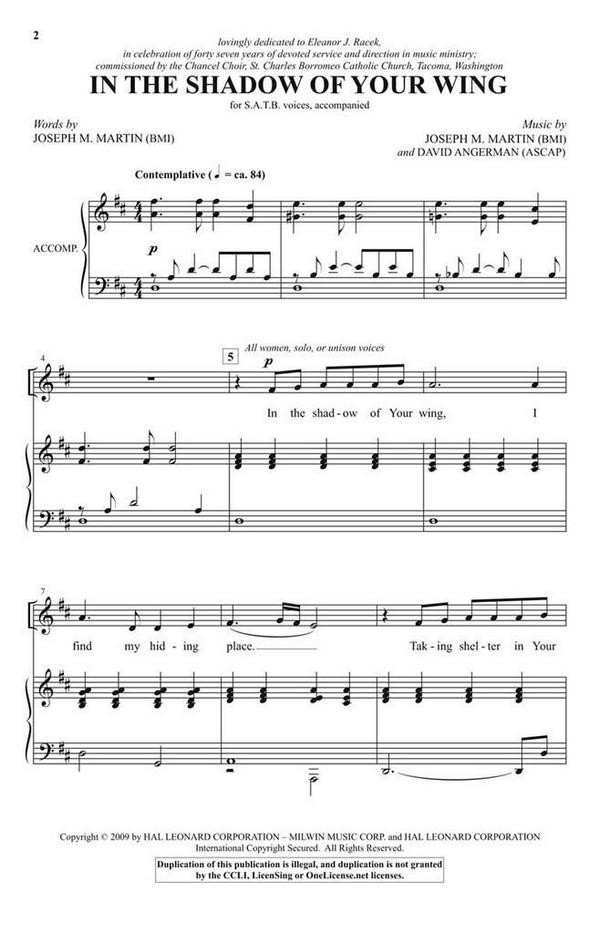 David Angerman_Joseph M. Martin, In the Shadow of Your Wing&nbsp;&nbsp;SATB&nbsp;&nbsp;Chorpartitur