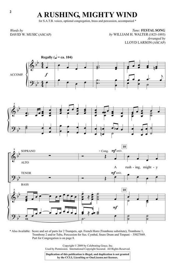 A Rushing, Mighty Wind  SATB  Chorpartitur