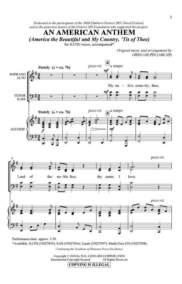 An American Anthem&nbsp;&nbsp;SATB&nbsp;&nbsp;Chorpartitur