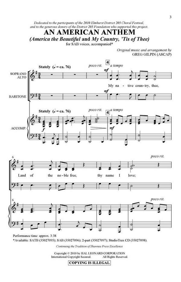 An American Anthem&nbsp;&nbsp;SAB&nbsp;&nbsp;Chorpartitur