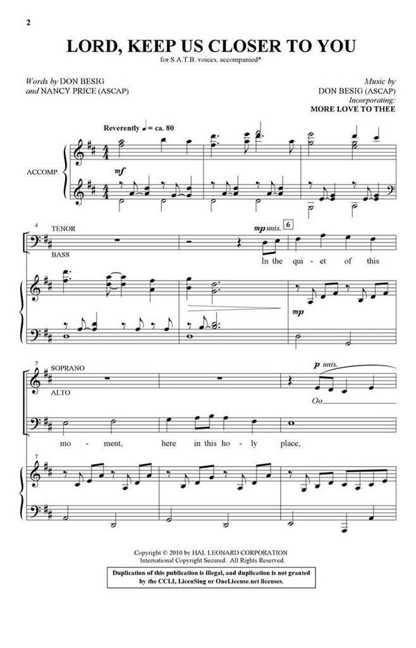 Don Besig_Nancy Price, Lord, Keep Us Closer to You&nbsp;&nbsp;SATB&nbsp;&nbsp;Chorpartitur