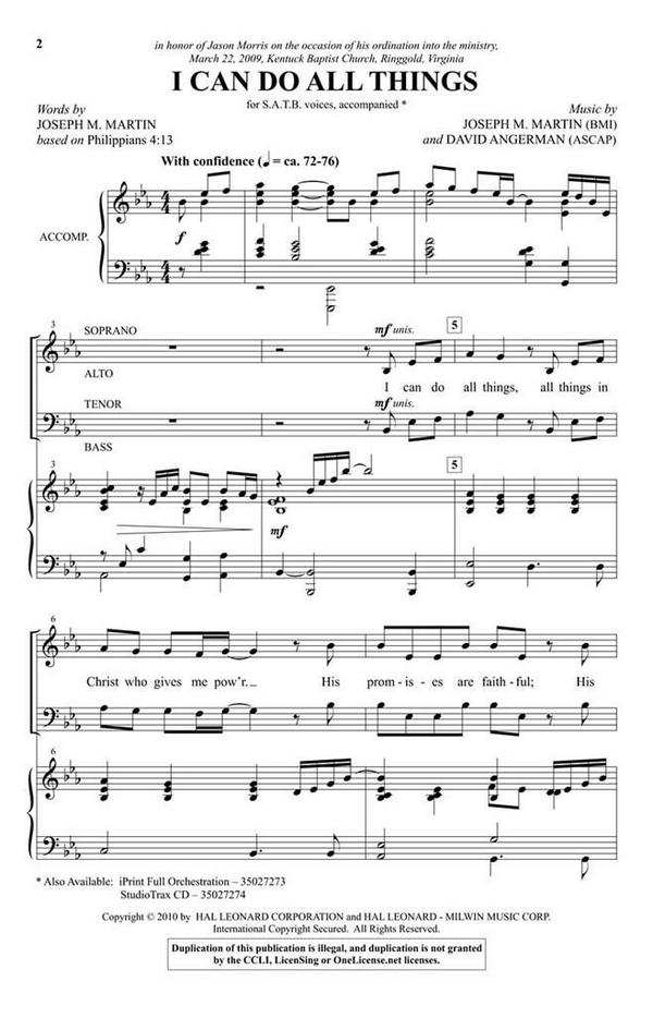 David Angerman_Joseph M. Martin, I Can Do All Things&nbsp;&nbsp;SATB&nbsp;&nbsp;Chorpartitur