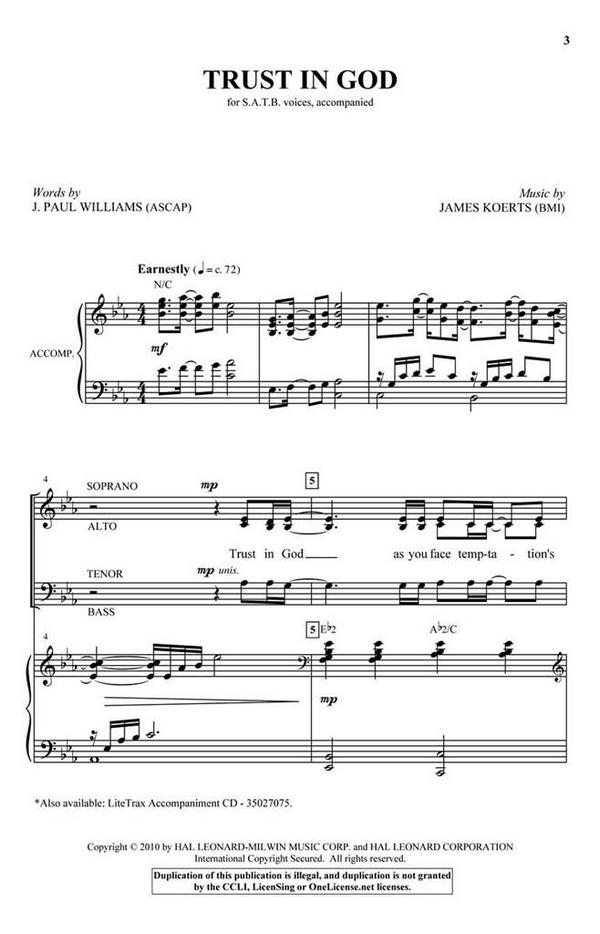 J. Paul Williams_James Koerts, Trust in God&nbsp;&nbsp;SATB&nbsp;&nbsp;Chorpartitur