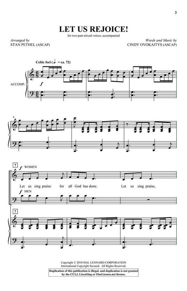 Cindy Ovokaitys, Let Us Rejoice! Lasst uns erfreuen&nbsp;&nbsp;2-Part Choir&nbsp;&nbsp;Chorpartitur