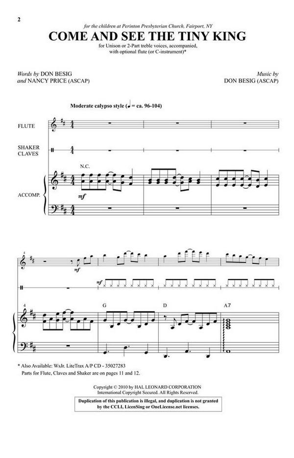 Don Besig_Nancy Price, Come and See the Tiny King&nbsp;&nbsp;Unison&nbsp;&nbsp;Chorpartitur