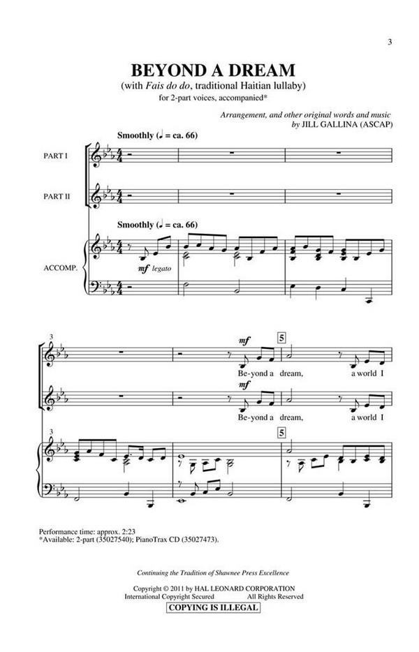 Beyond a Dream&nbsp;&nbsp;2-Part Choir&nbsp;&nbsp;Chorpartitur