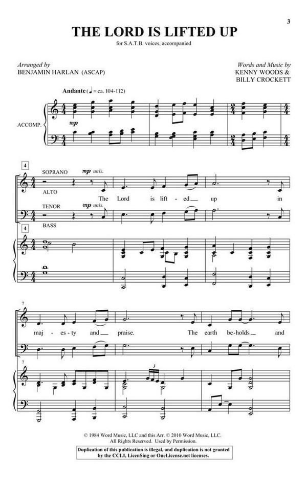 Billy Crockett_Kenny Woods, The Lord Is Lifted Up&nbsp;&nbsp;SATB&nbsp;&nbsp;Chorpartitur