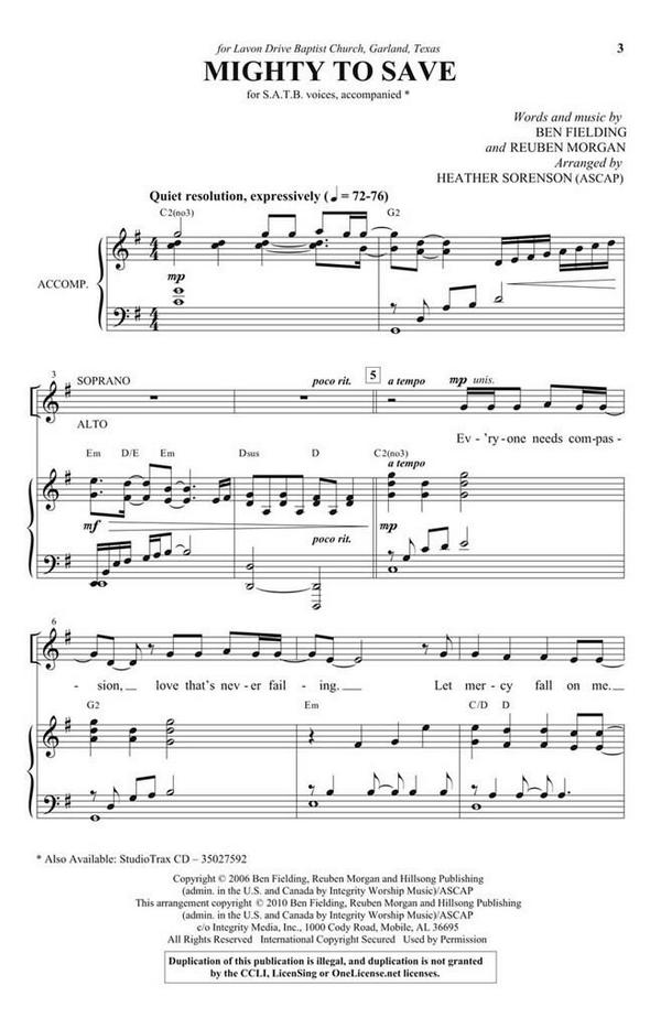 Ben Fielding_Reuben Morgan, Mighty To Save (SATB)&nbsp;&nbsp;Choir and Piano&nbsp;&nbsp;Chorpartitur