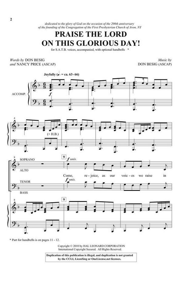 Don Besig, Praise the Lord on This Glorious Day!&nbsp;&nbsp;SATB&nbsp;&nbsp;Chorpartitur