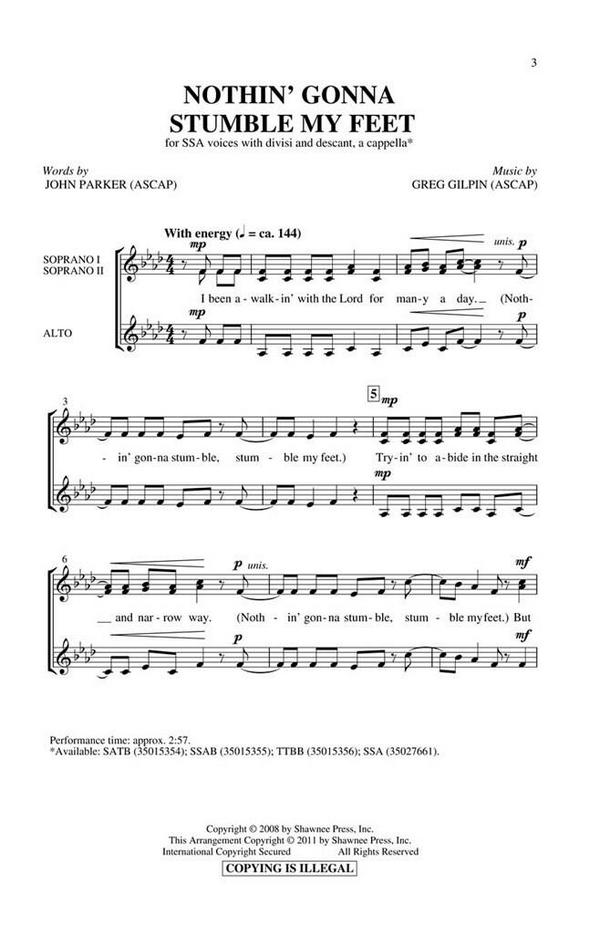 Greg Gilpin_John Parker, Nothin' Gonna Stumble My Feet&nbsp;&nbsp;SSA&nbsp;&nbsp;Chorpartitur