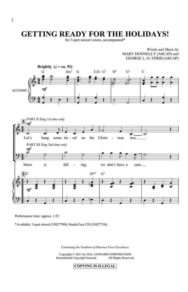 George L.O. Strid_Mary Donnelly, Getting Ready for the Holidays!&nbsp;&nbsp;3-Part Choir&nbsp;&nbsp;Chorpartitur