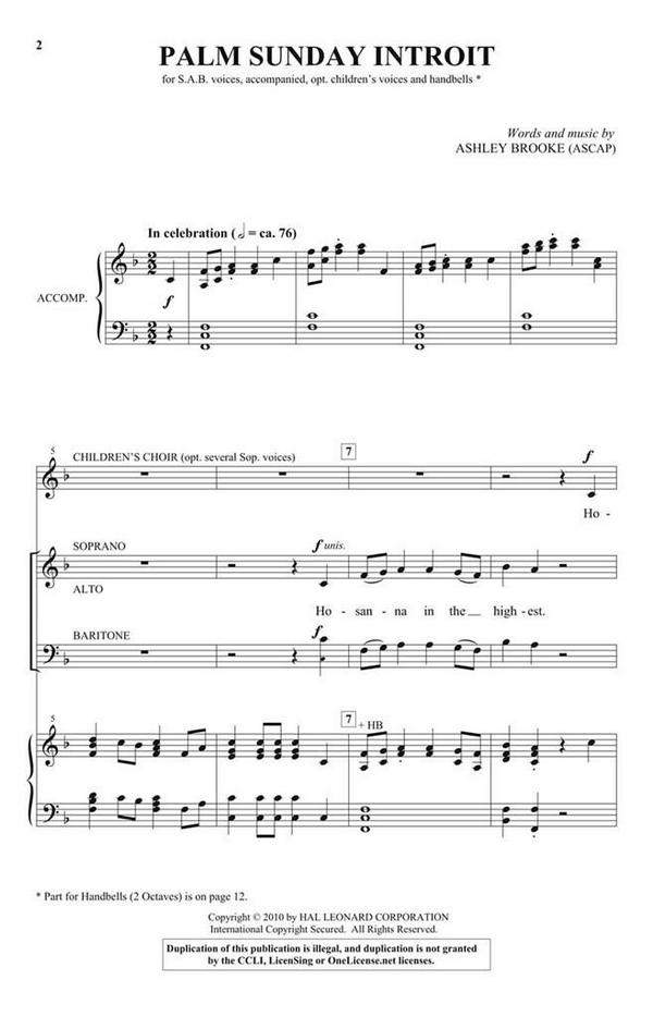 Ashley Brooke, Palm Sunday Introit&nbsp;&nbsp;SAB&nbsp;&nbsp;Chorpartitur