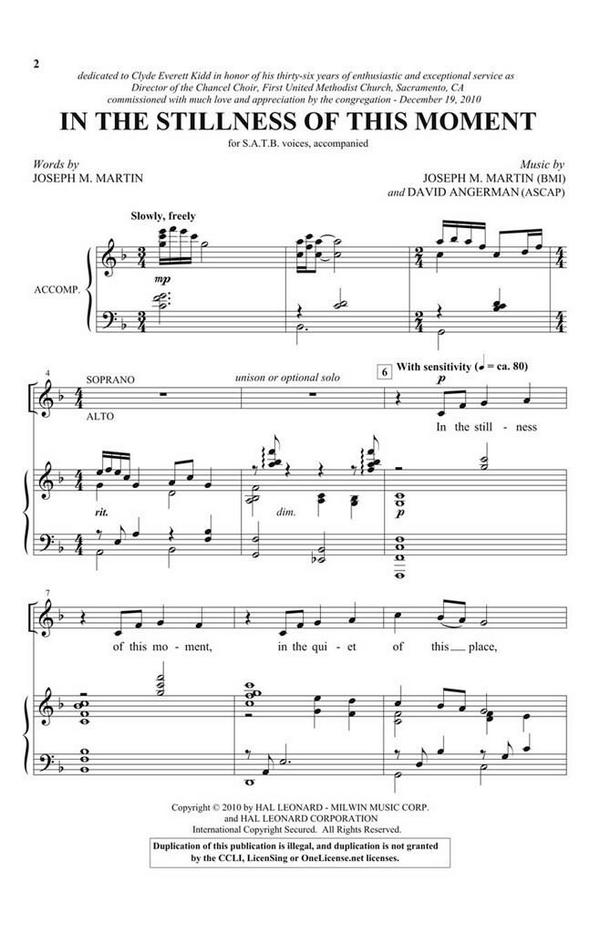 David Angerman_Joseph M. Martin, In the Stillness of this Moment&nbsp;&nbsp;SATB&nbsp;&nbsp;Chorpartitur