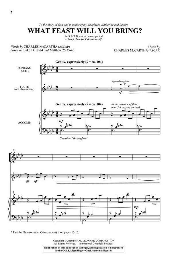 Charles McCartha, What Feast Will You Bring?&nbsp;&nbsp;SATB&nbsp;&nbsp;Chorpartitur
