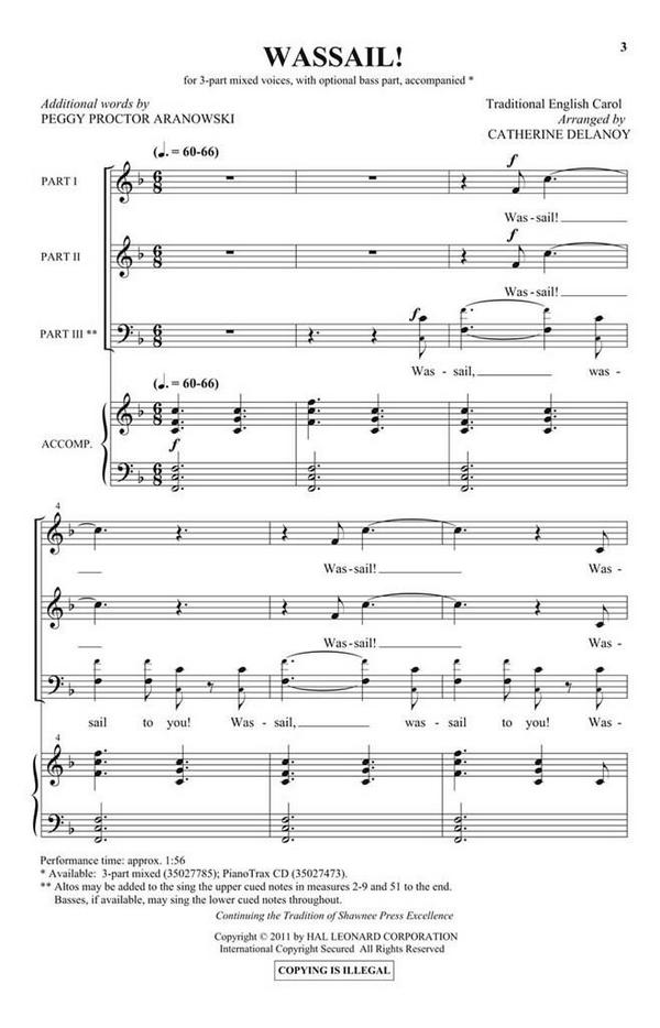 Catherine DeLanoy_Peggy Proctor Aranowski, Wassail!&nbsp;&nbsp;3-Part Choir&nbsp;&nbsp;Chorpartitur