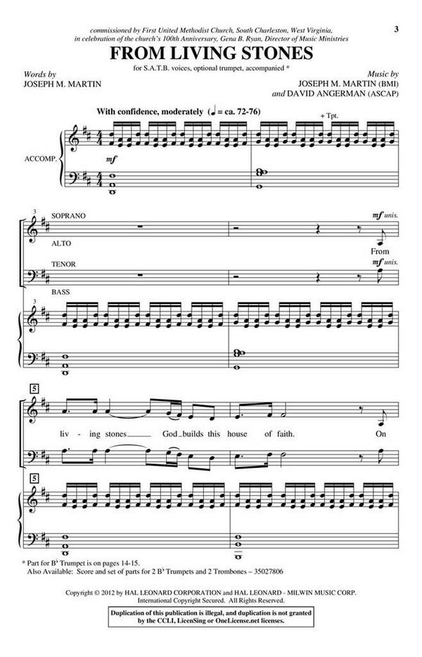 David Angerman_Joseph M. Martin, From Living Stones&nbsp;&nbsp;SATB&nbsp;&nbsp;Chorpartitur