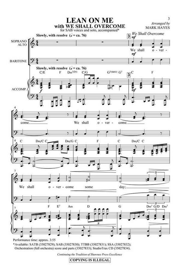 Bill Withers_Frank Hamilton_Guy Carawan_Pete Seeger_Zilphia Horton, Le&nbsp;&nbsp;SSA&nbsp;&nbsp;Chorpartitur